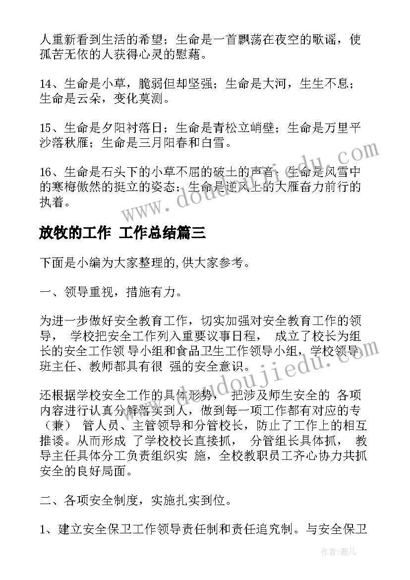 2023年放牧的工作 工作总结(优质5篇)