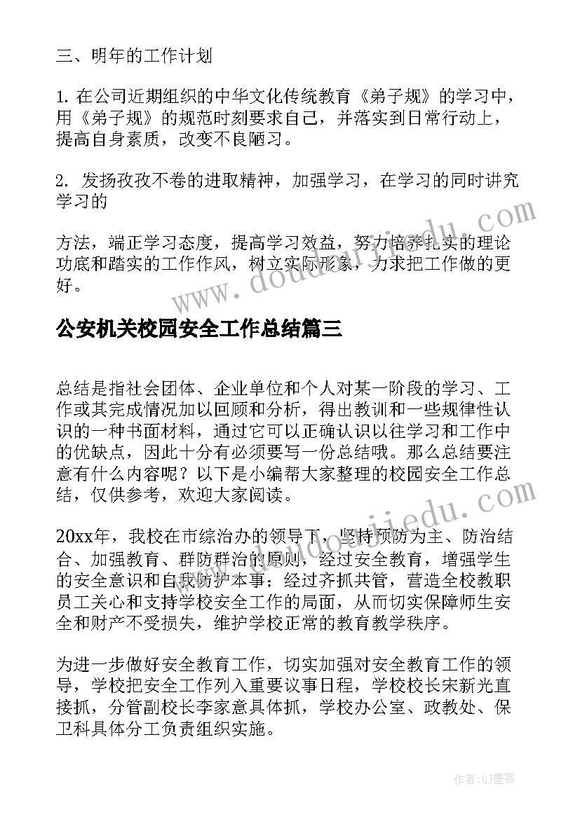 2023年公安机关校园安全工作总结(汇总7篇)