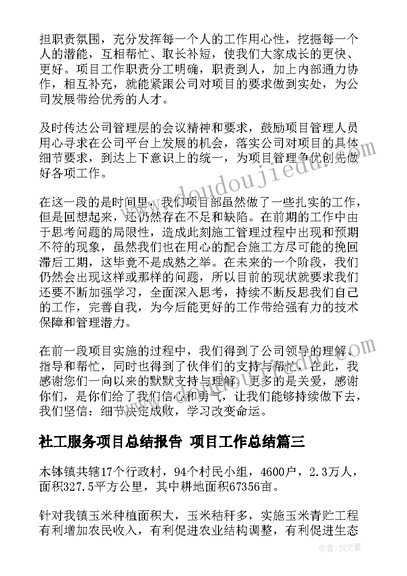 最新社工服务项目总结报告 项目工作总结(大全6篇)