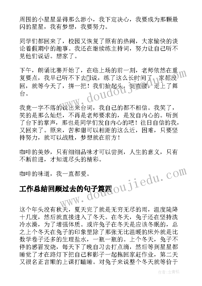 2023年工作总结回顾过去的句子(实用7篇)