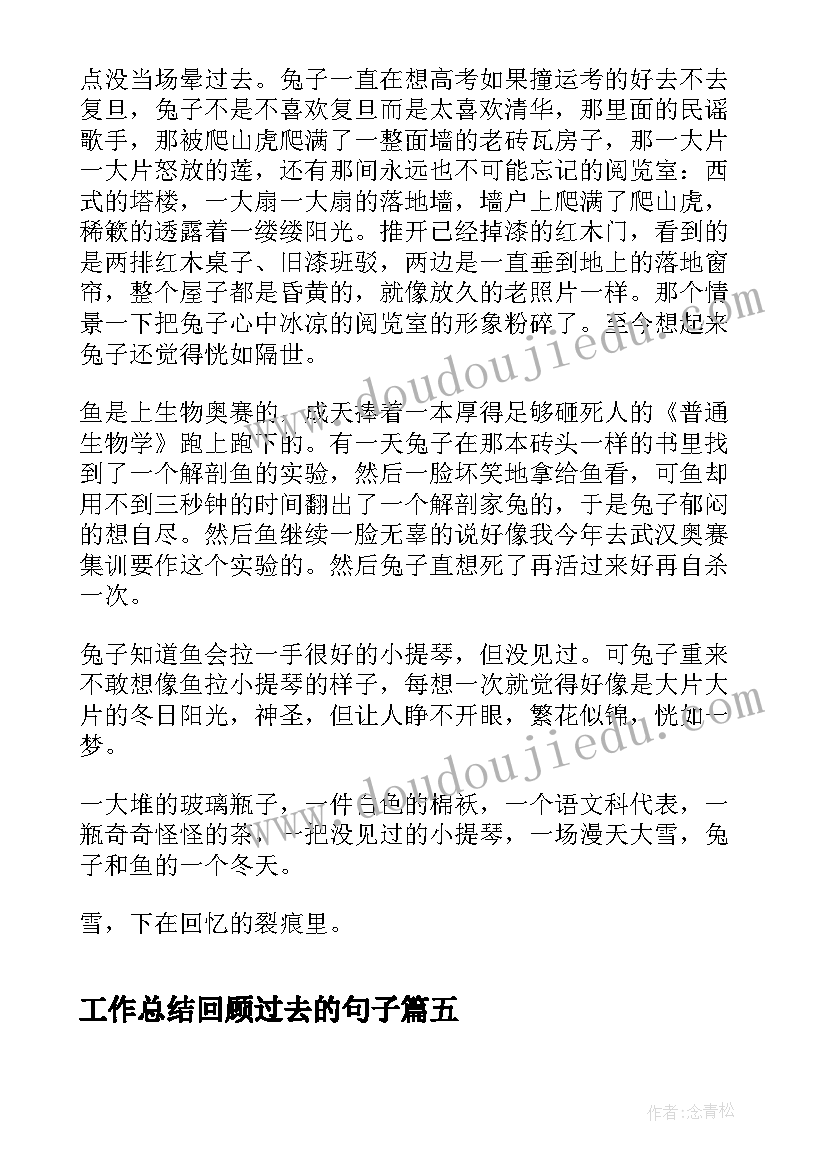 2023年工作总结回顾过去的句子(实用7篇)