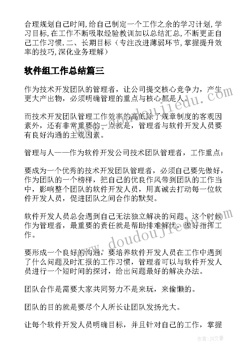 2023年软件组工作总结(通用6篇)