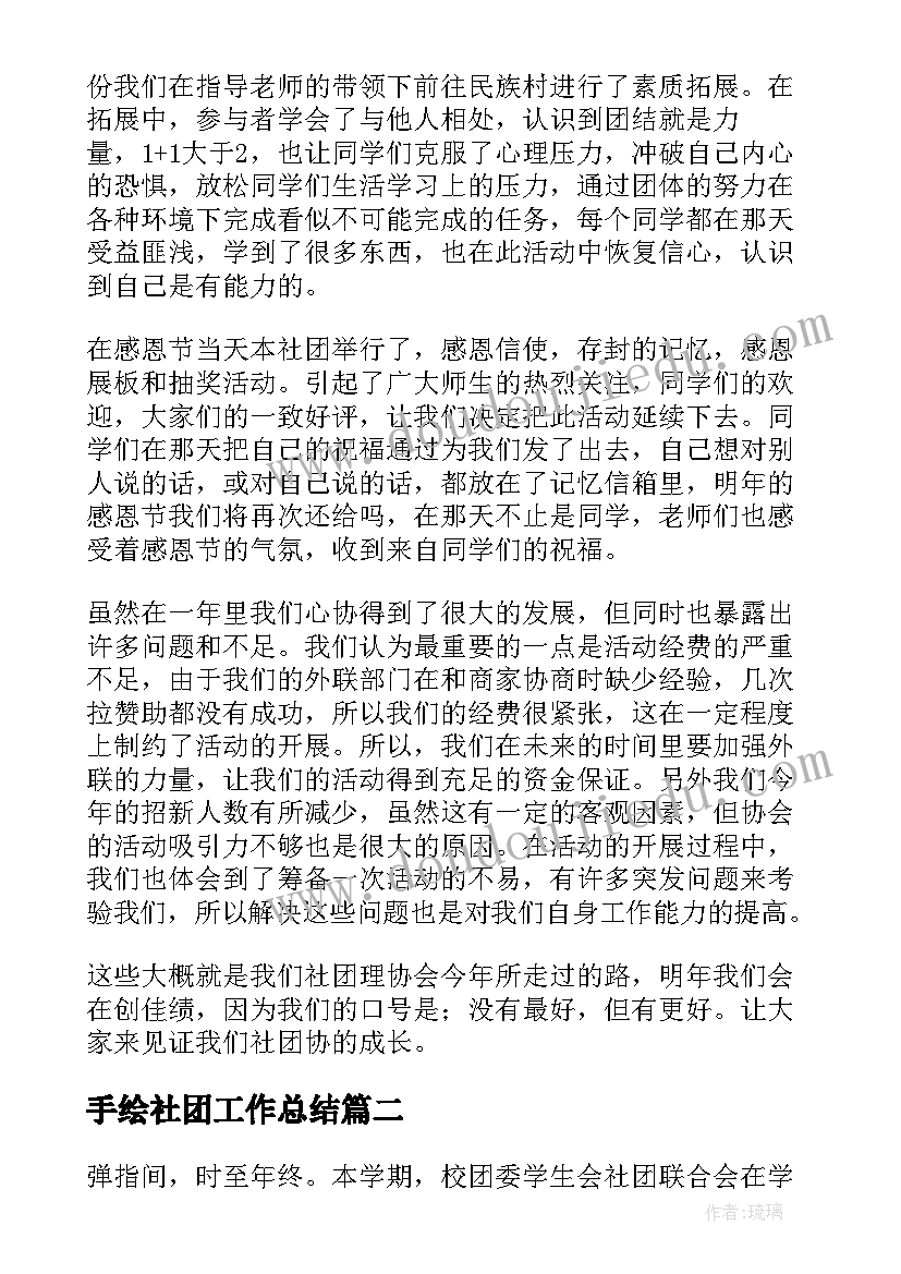 手绘社团工作总结(精选5篇)