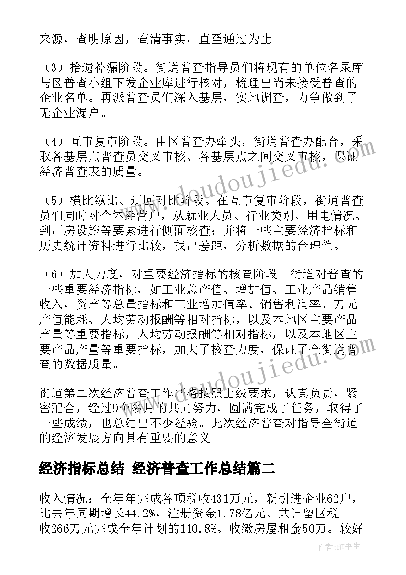 2023年经济指标总结 经济普查工作总结(精选5篇)