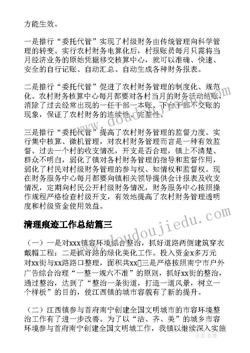 清理痕迹工作总结(模板8篇)