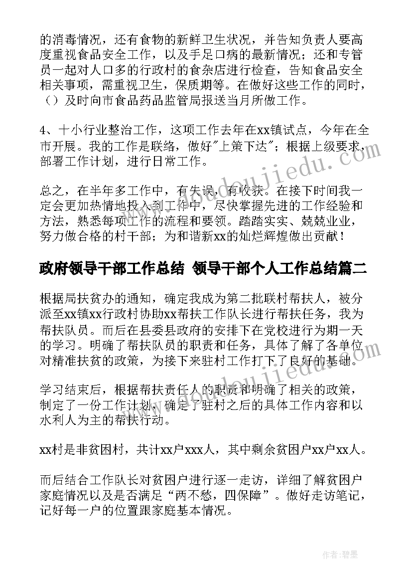 政府领导干部工作总结 领导干部个人工作总结(精选9篇)