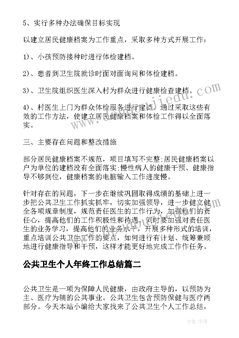 最新公共卫生个人年终工作总结(优质8篇)