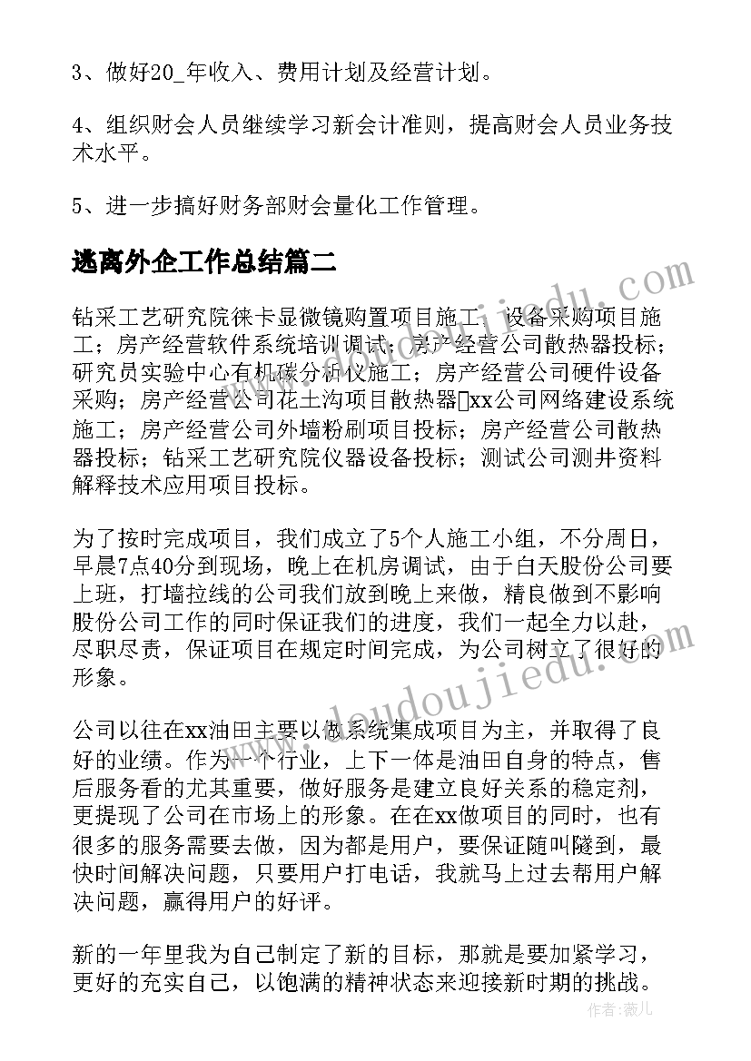 逃离外企工作总结(优秀5篇)