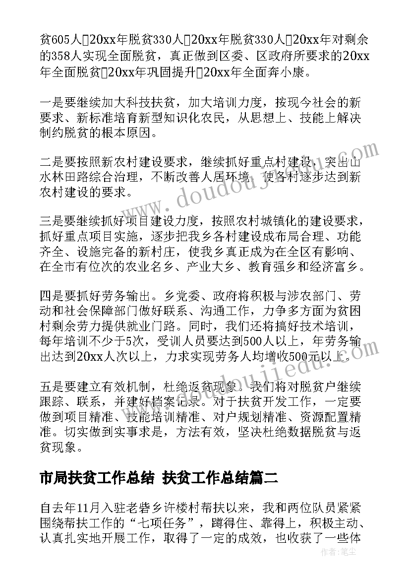 市局扶贫工作总结 扶贫工作总结(大全5篇)