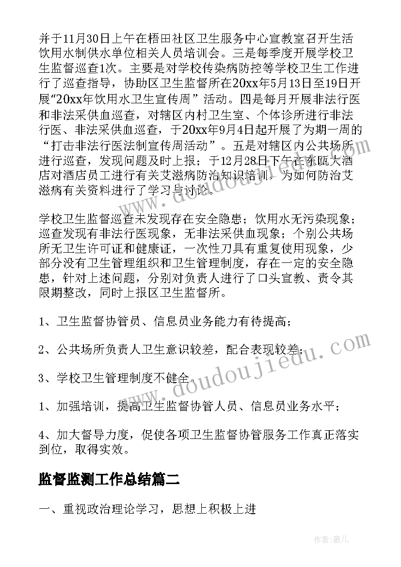 2023年监督监测工作总结(大全10篇)