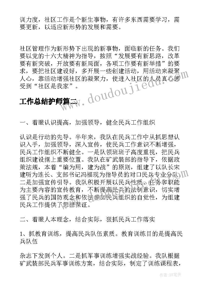 最新工作总结护师(模板9篇)