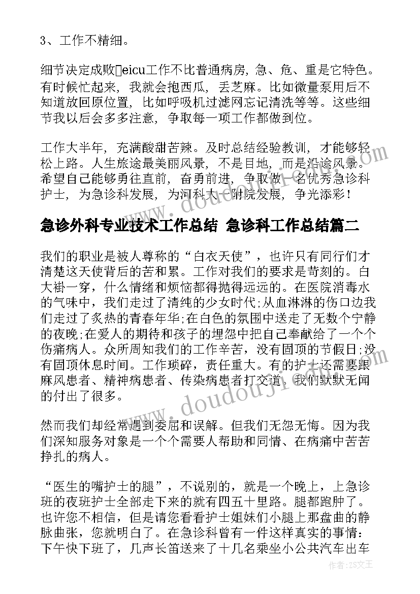 2023年急诊外科专业技术工作总结 急诊科工作总结(精选10篇)