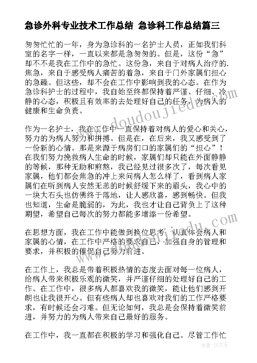 2023年急诊外科专业技术工作总结 急诊科工作总结(精选10篇)