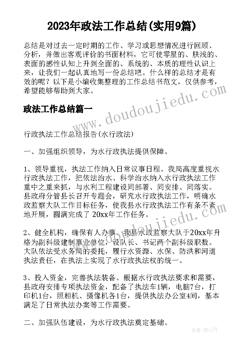 2023年政法工作总结(实用9篇)