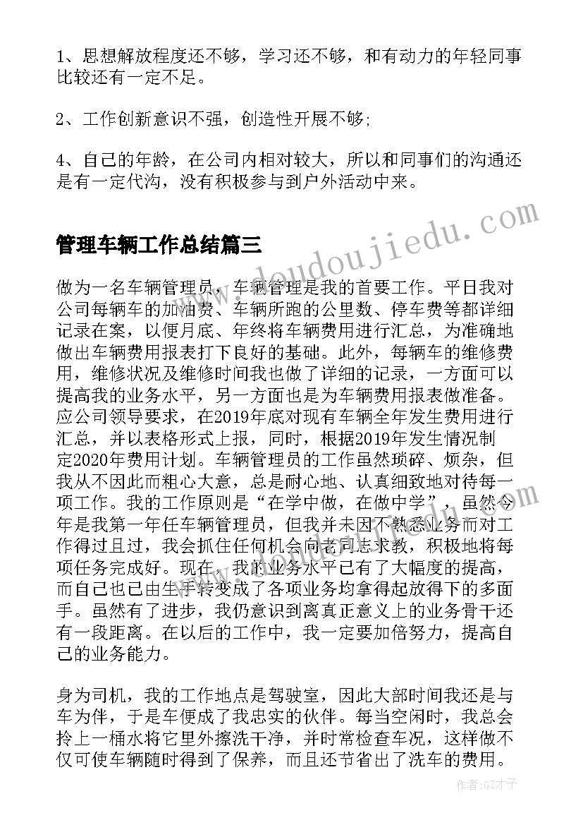 2023年管理车辆工作总结(实用8篇)