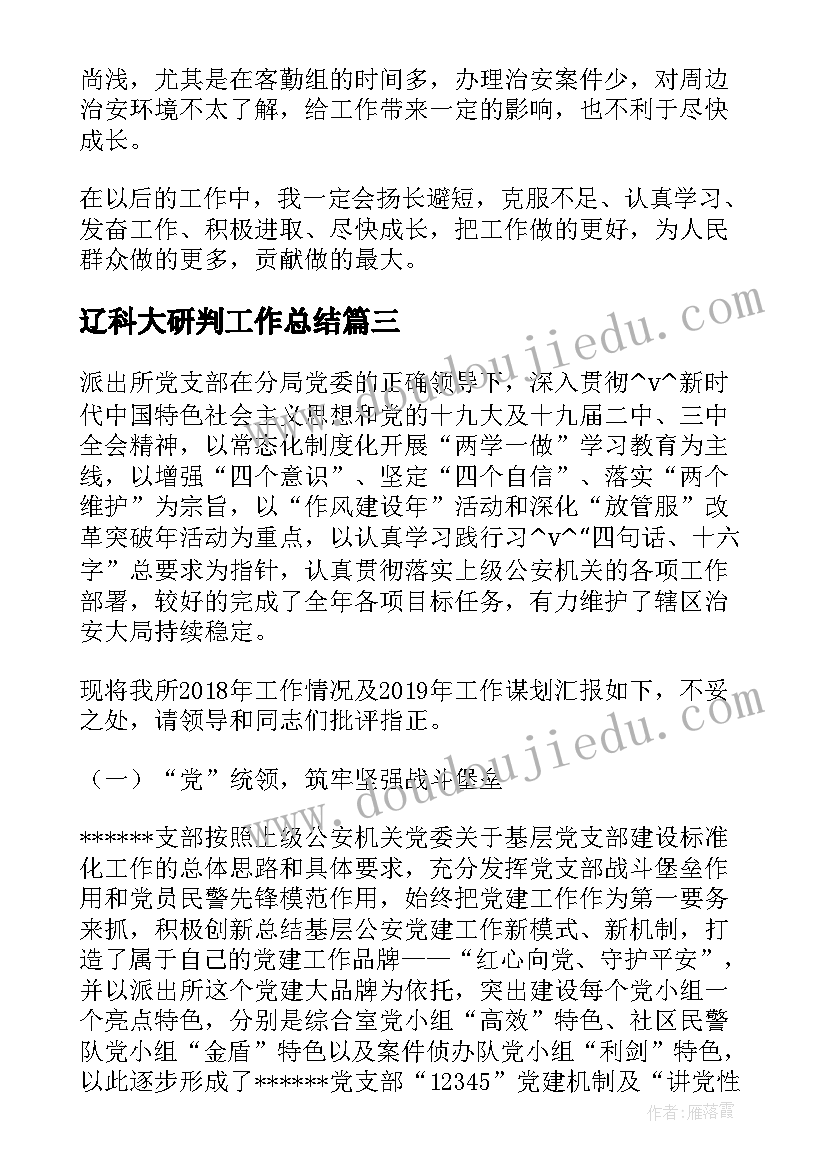 最新辽科大研判工作总结(精选6篇)