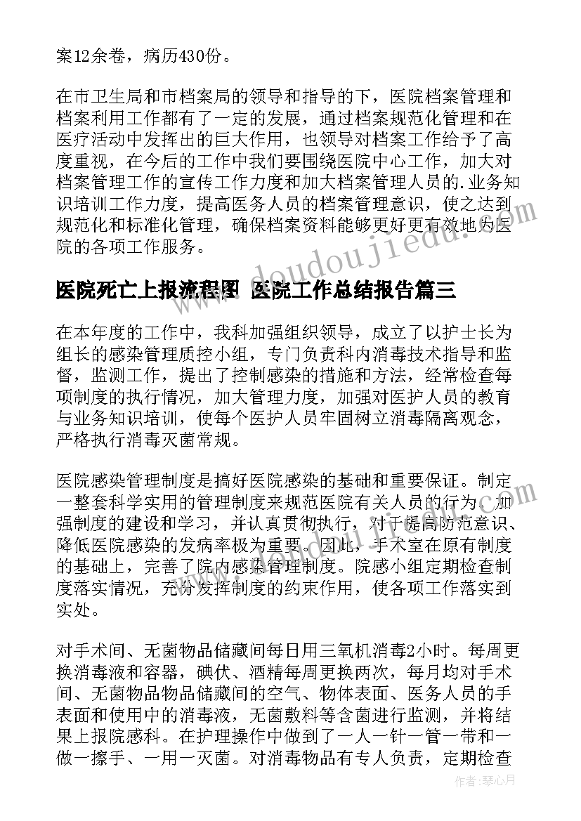 2023年医院死亡上报流程图 医院工作总结报告(优秀9篇)