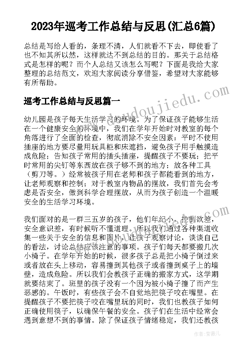 2023年巡考工作总结与反思(汇总6篇)