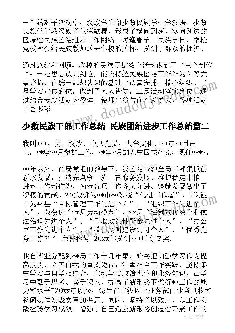 2023年少数民族干部工作总结 民族团结进步工作总结(精选6篇)