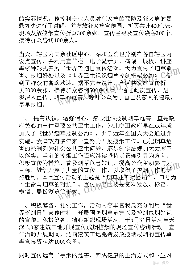 最新社区开展河道宣传工作总结汇报 社区开展无烟日宣传总结(优质6篇)