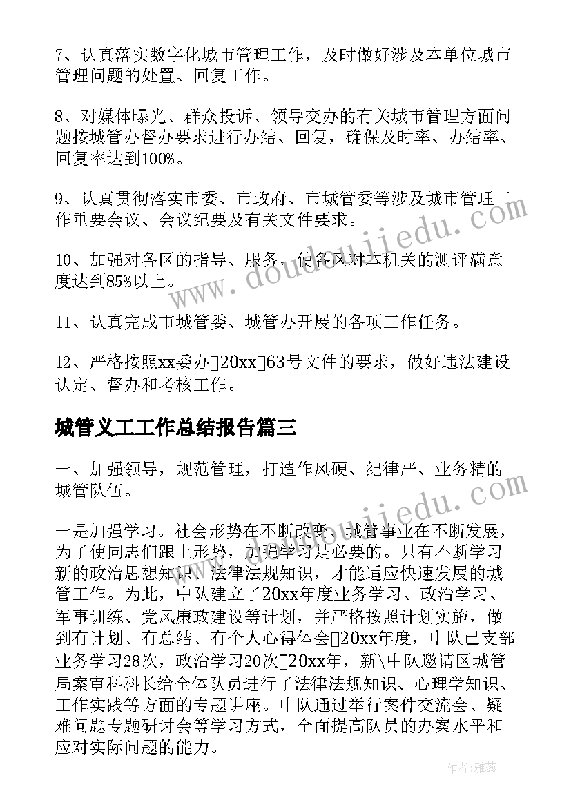 2023年城管义工工作总结报告(优秀5篇)