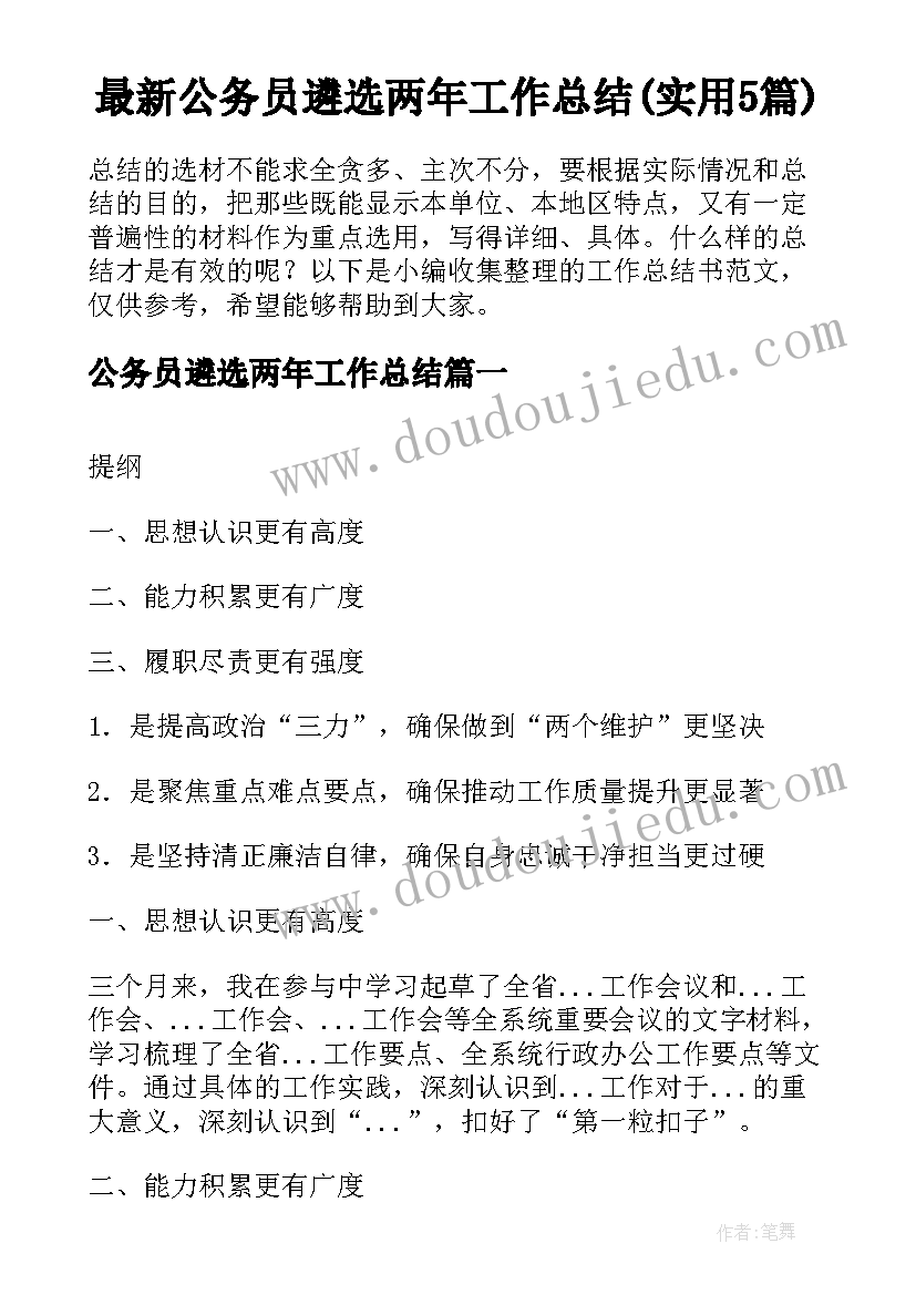 最新公务员遴选两年工作总结(实用5篇)