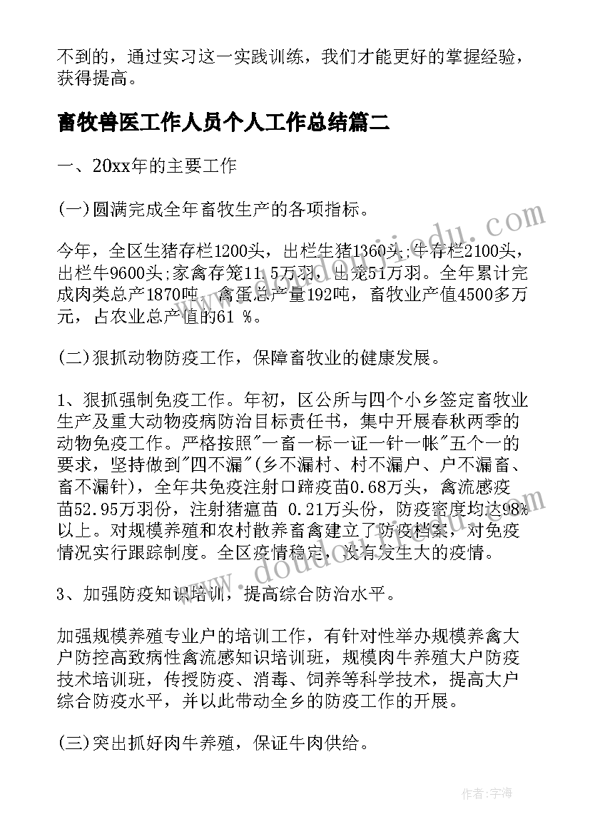 畜牧兽医工作人员个人工作总结(精选5篇)