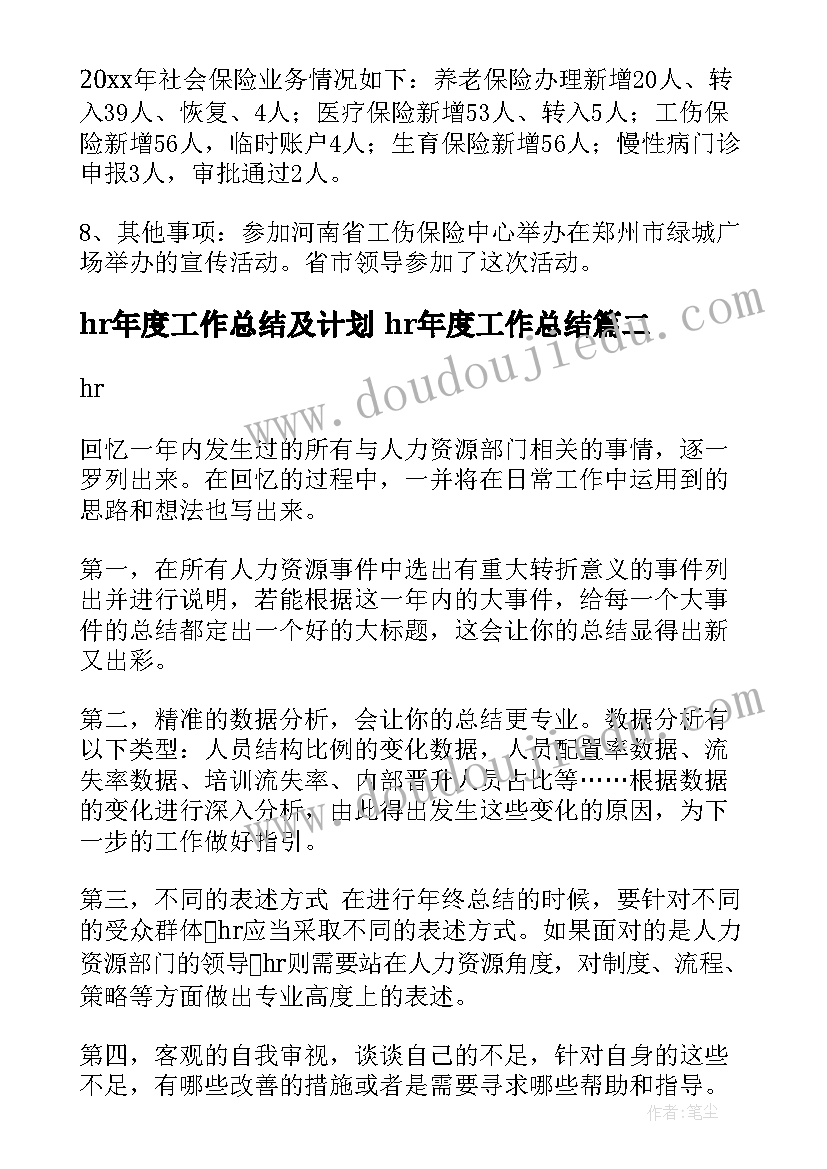 最新hr年度工作总结及计划 hr年度工作总结(通用5篇)