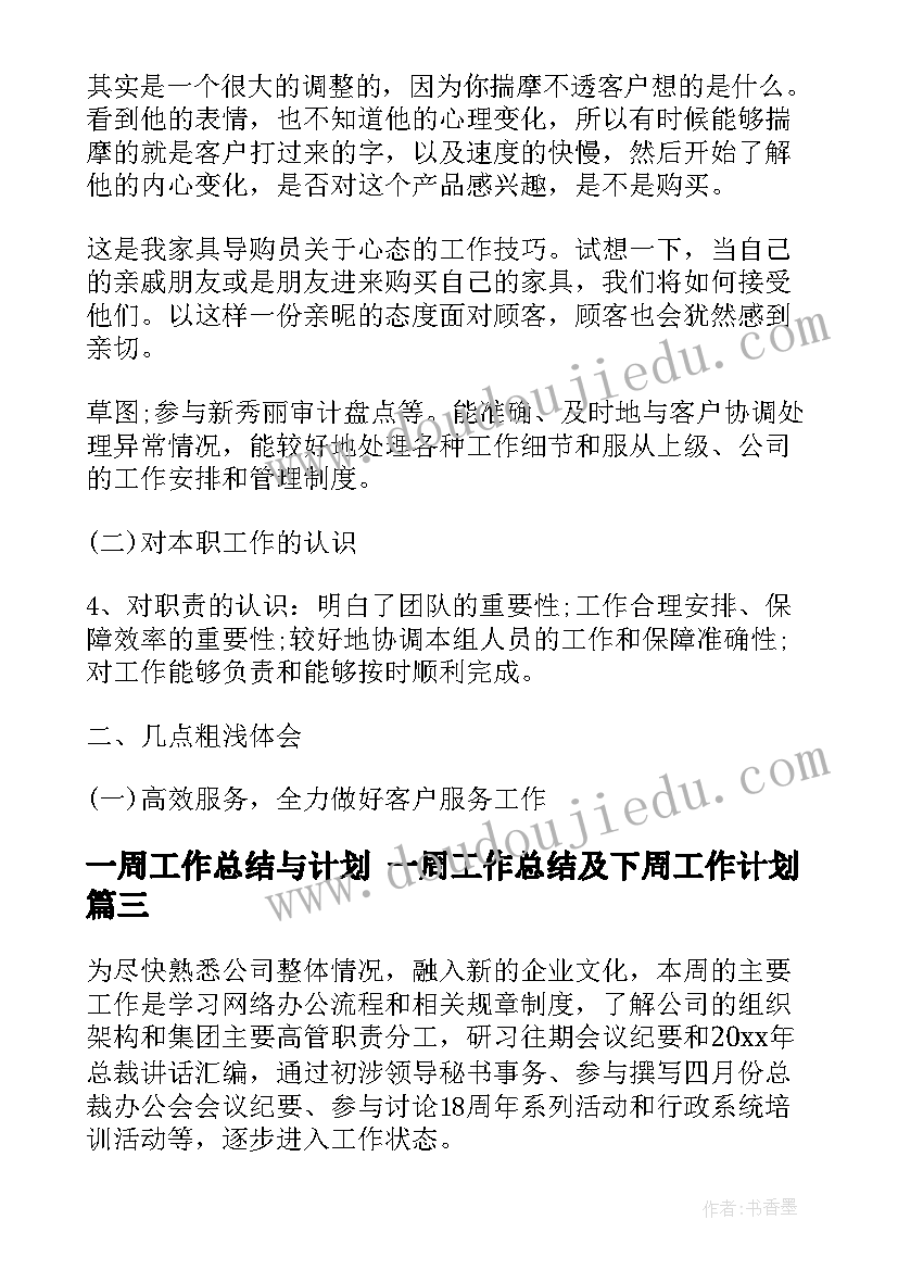 2023年一周工作总结与计划 一周工作总结及下周工作计划(汇总7篇)