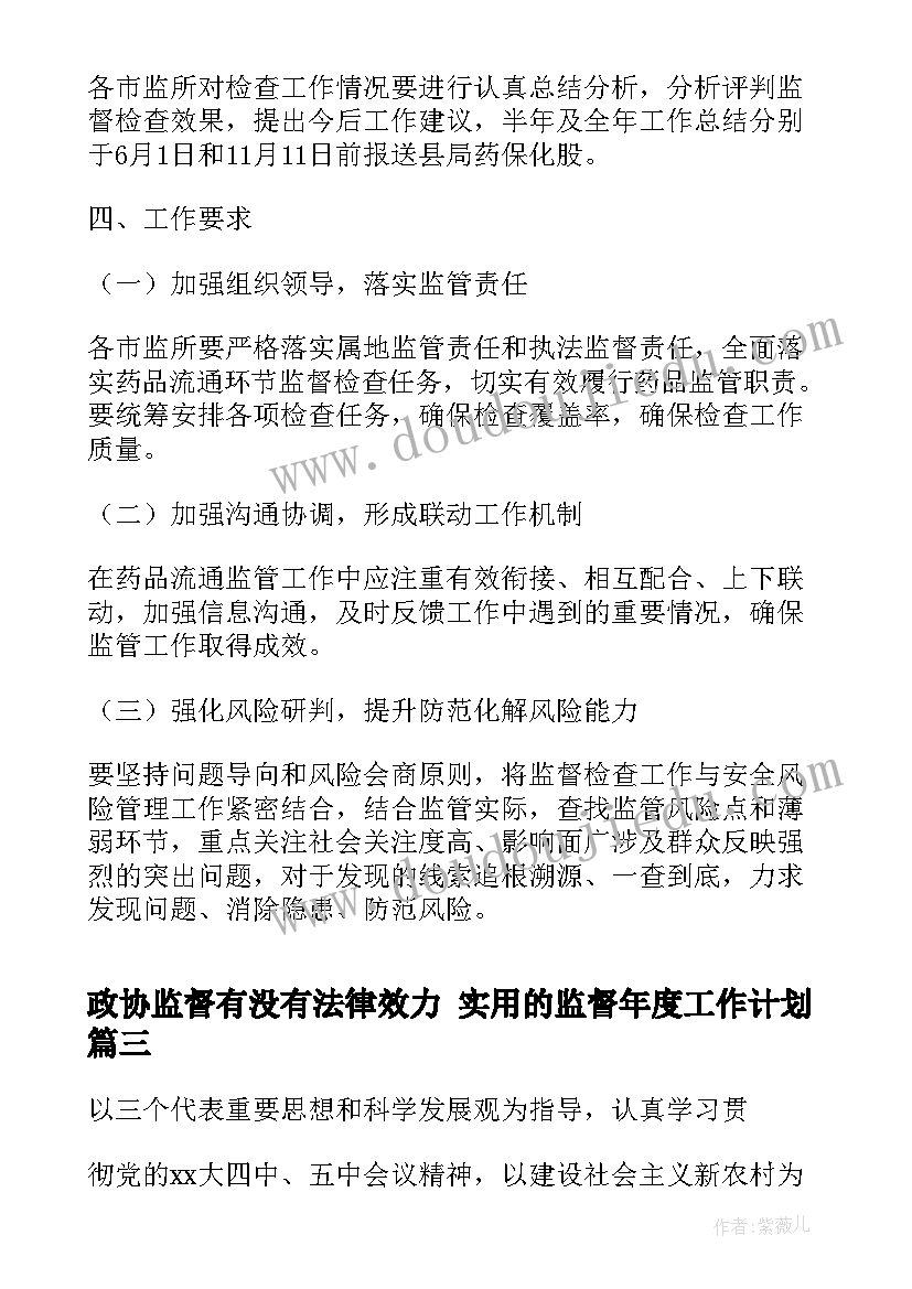 2023年政协监督有没有法律效力 实用的监督年度工作计划(模板5篇)