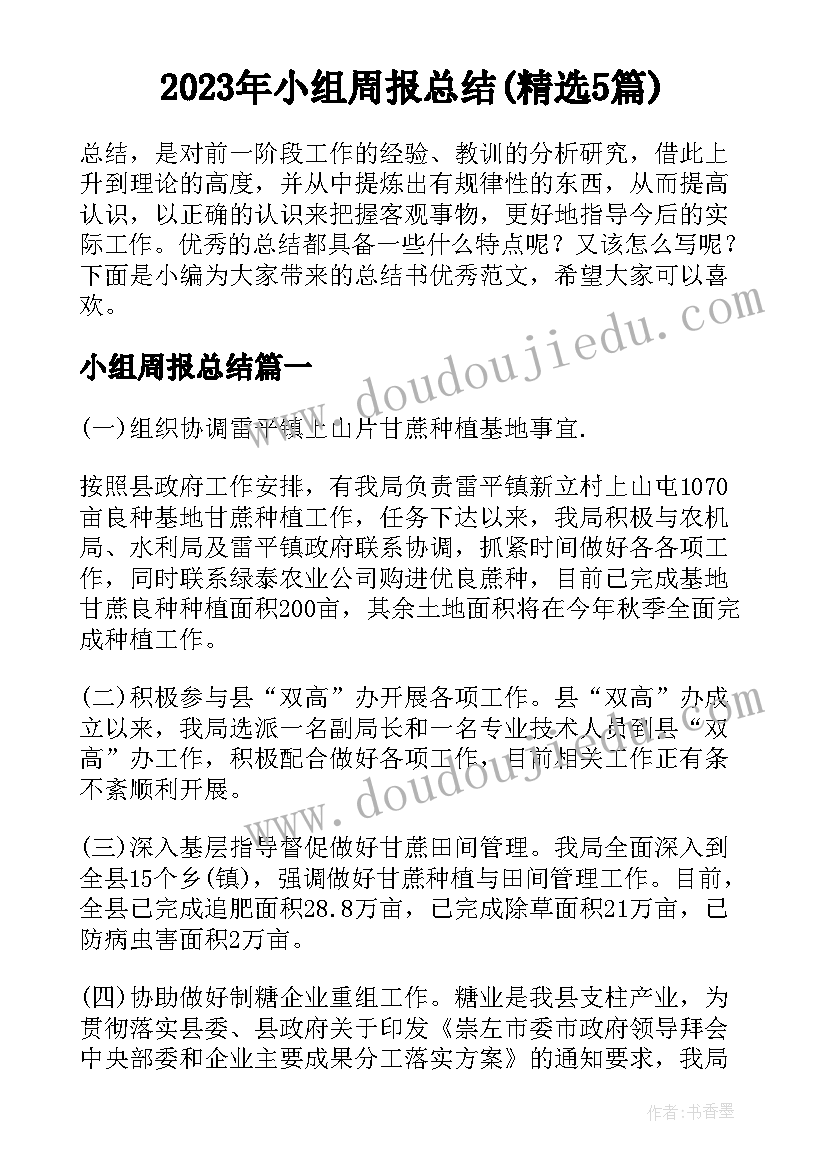 2023年小组周报总结(精选5篇)