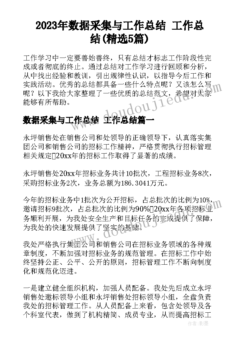 2023年数据采集与工作总结 工作总结(精选5篇)