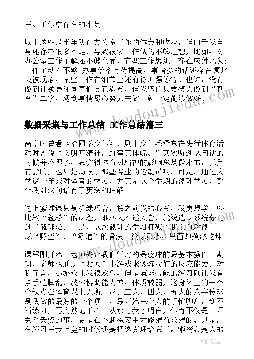 2023年数据采集与工作总结 工作总结(精选5篇)