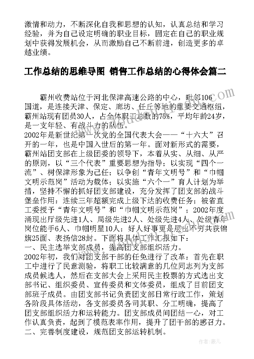 2023年工作总结的思维导图 销售工作总结的心得体会(大全6篇)