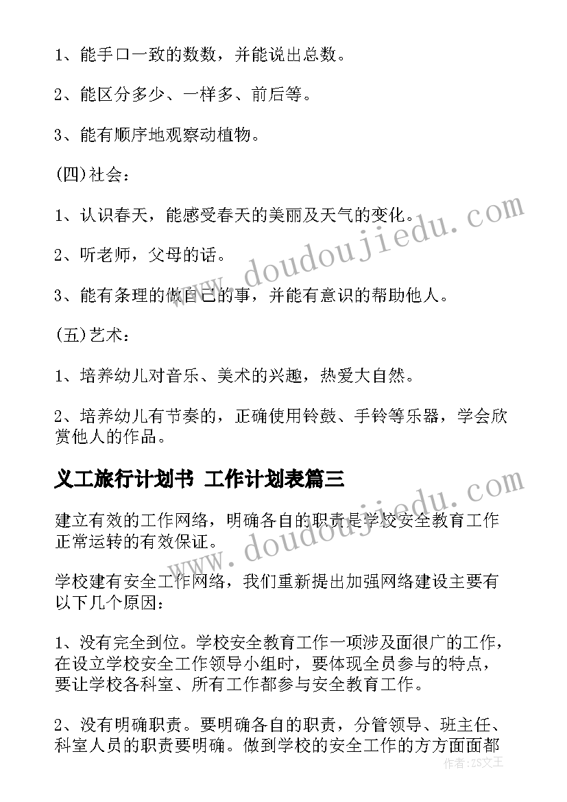 最新义工旅行计划书 工作计划表(大全9篇)