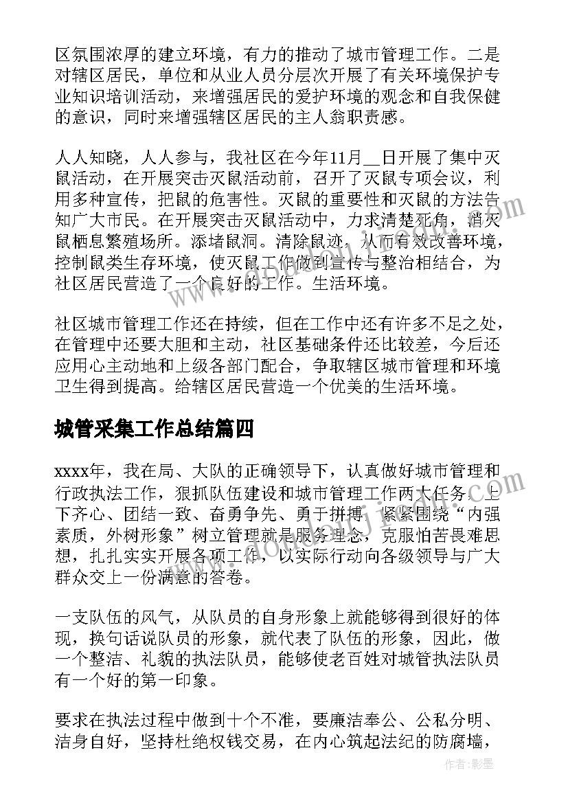 2023年城管采集工作总结(汇总10篇)