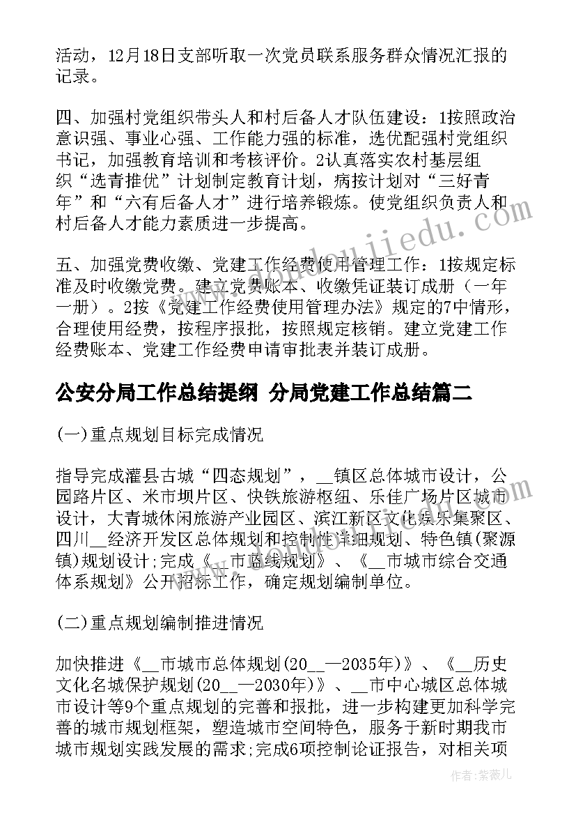 最新公安分局工作总结提纲 分局党建工作总结(精选5篇)