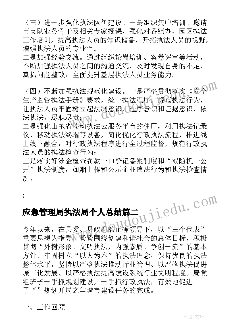 应急管理局执法局个人总结(精选6篇)