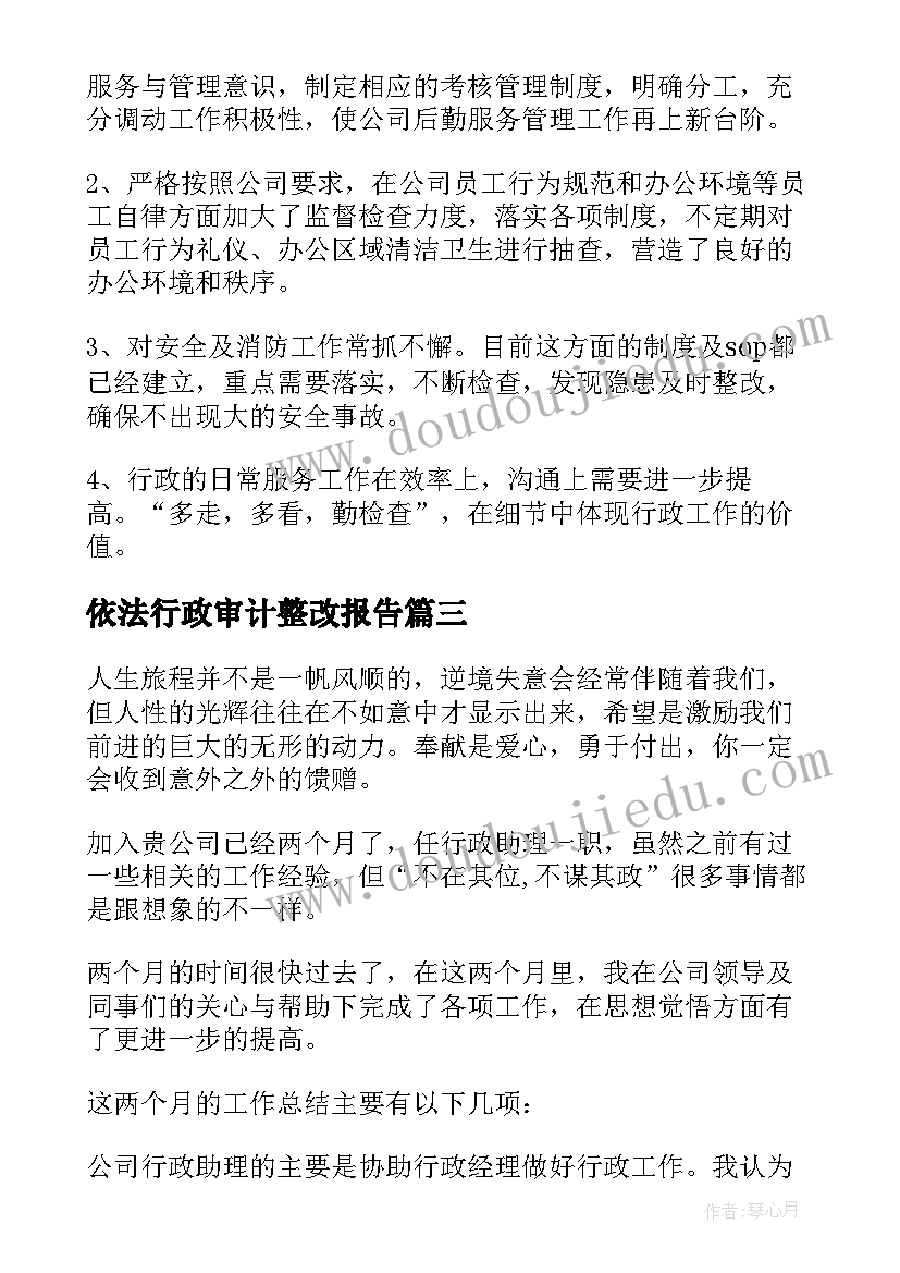 最新依法行政审计整改报告(模板6篇)