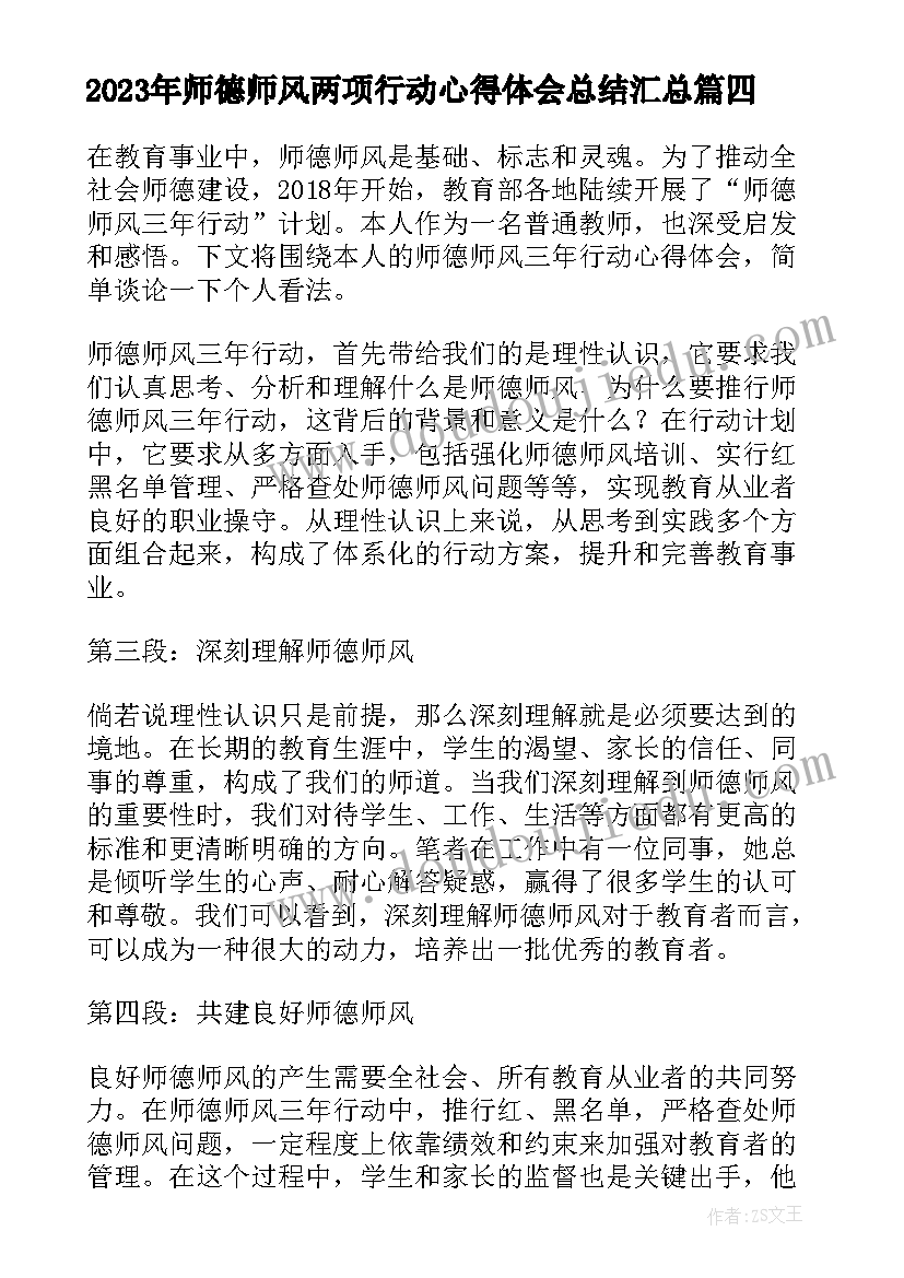 师德师风两项行动心得体会总结(精选8篇)