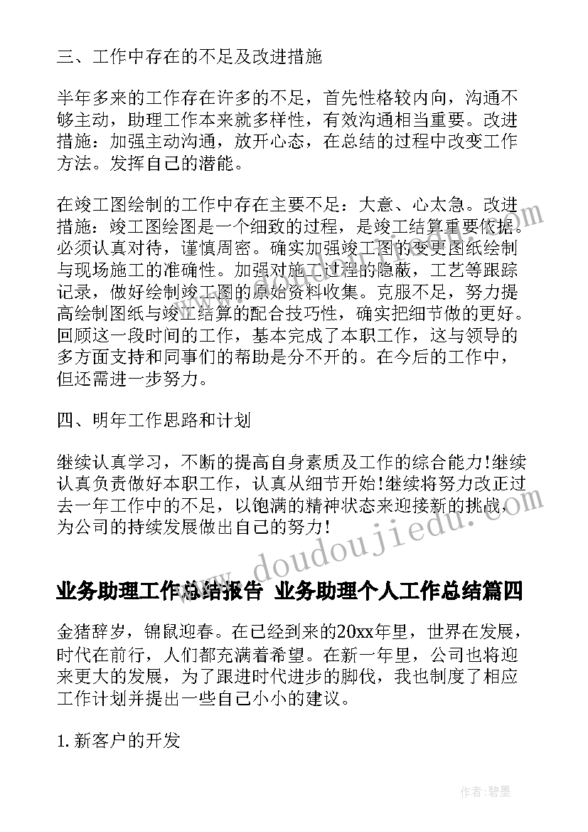 业务助理工作总结报告 业务助理个人工作总结(精选9篇)