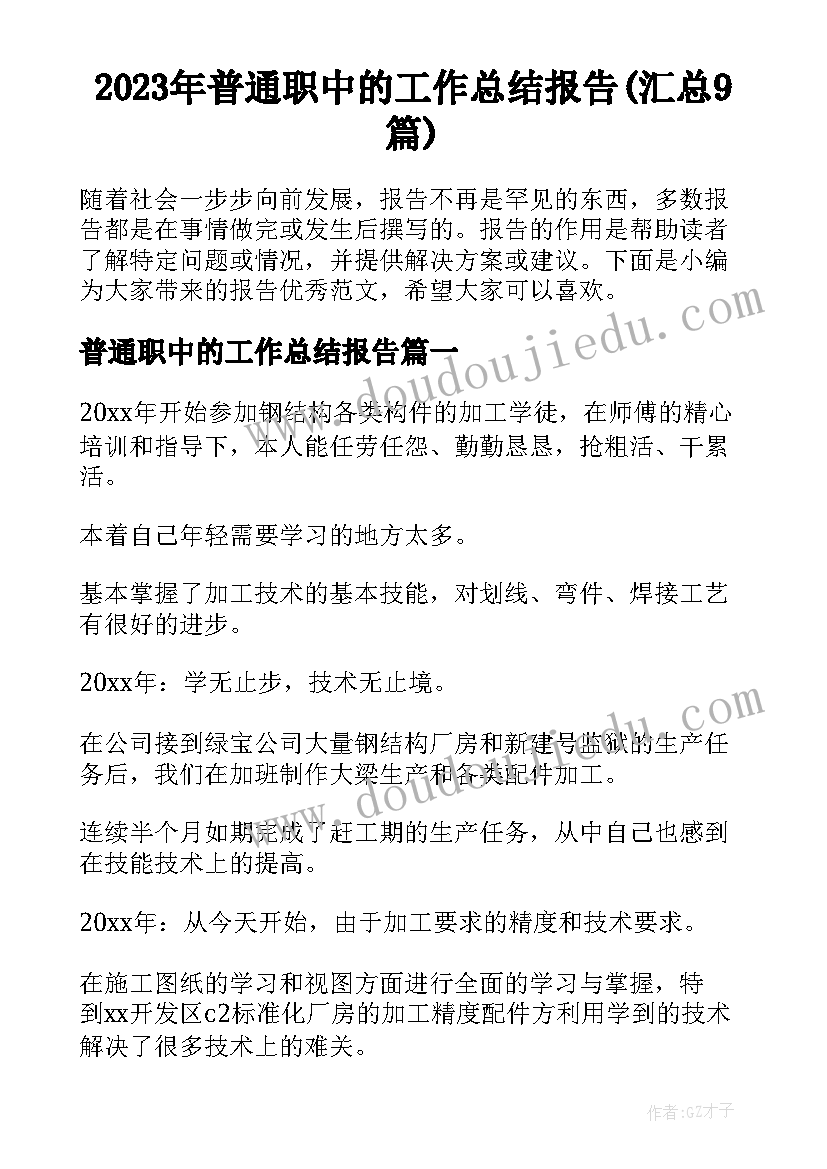 2023年普通职中的工作总结报告(汇总9篇)