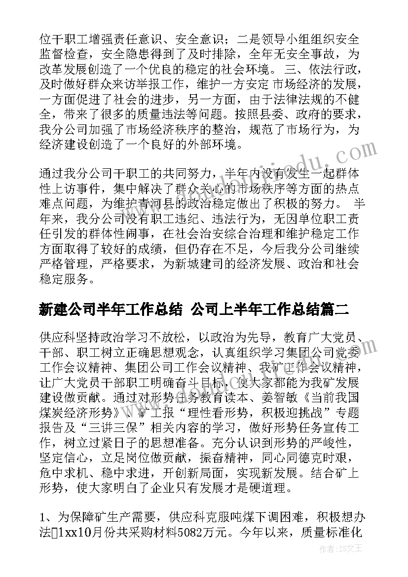 新建公司半年工作总结 公司上半年工作总结(汇总6篇)