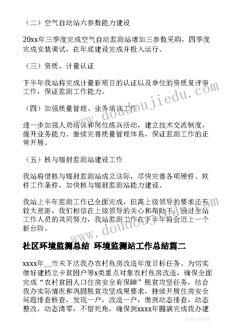 最新社区环境监测总结 环境监测站工作总结(通用7篇)