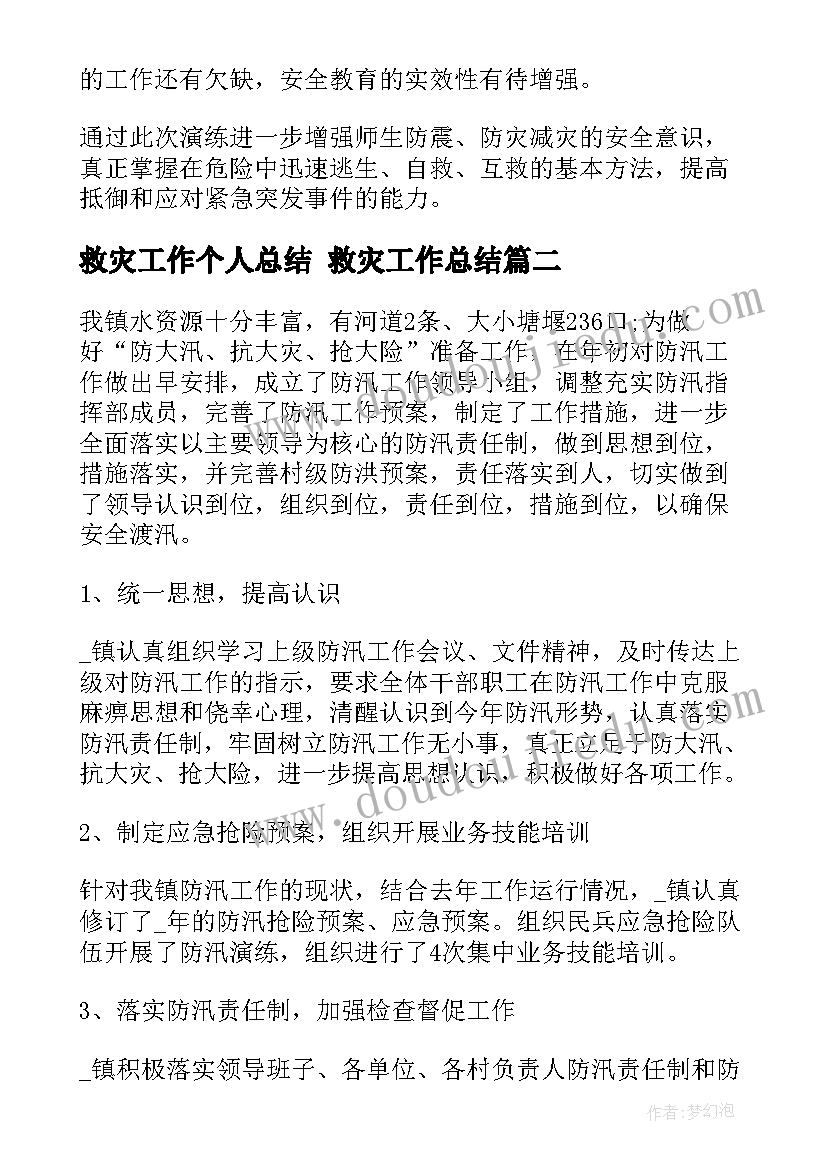 2023年救灾工作个人总结 救灾工作总结(模板9篇)