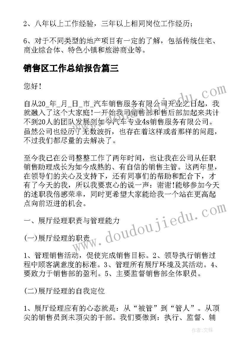 销售区工作总结报告(通用5篇)