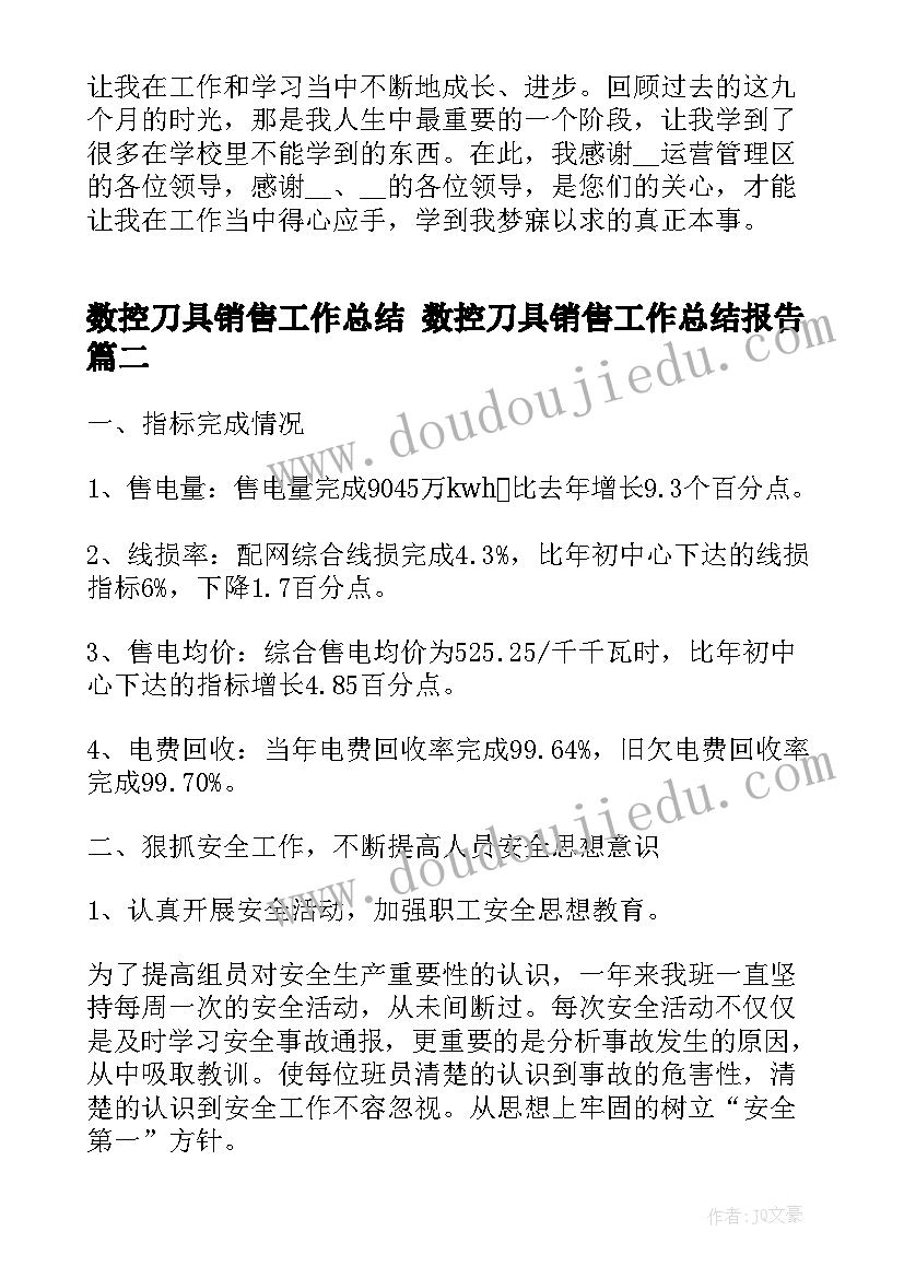 数控刀具销售工作总结 数控刀具销售工作总结报告(优秀5篇)