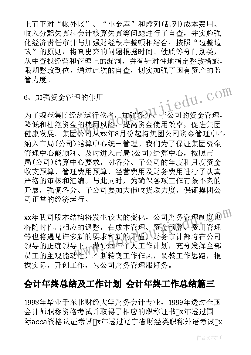 最新会计年终总结及工作计划 会计年终工作总结(模板9篇)