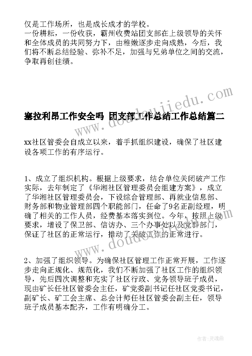 2023年塞拉利昂工作安全吗 团支部工作总结工作总结(精选5篇)