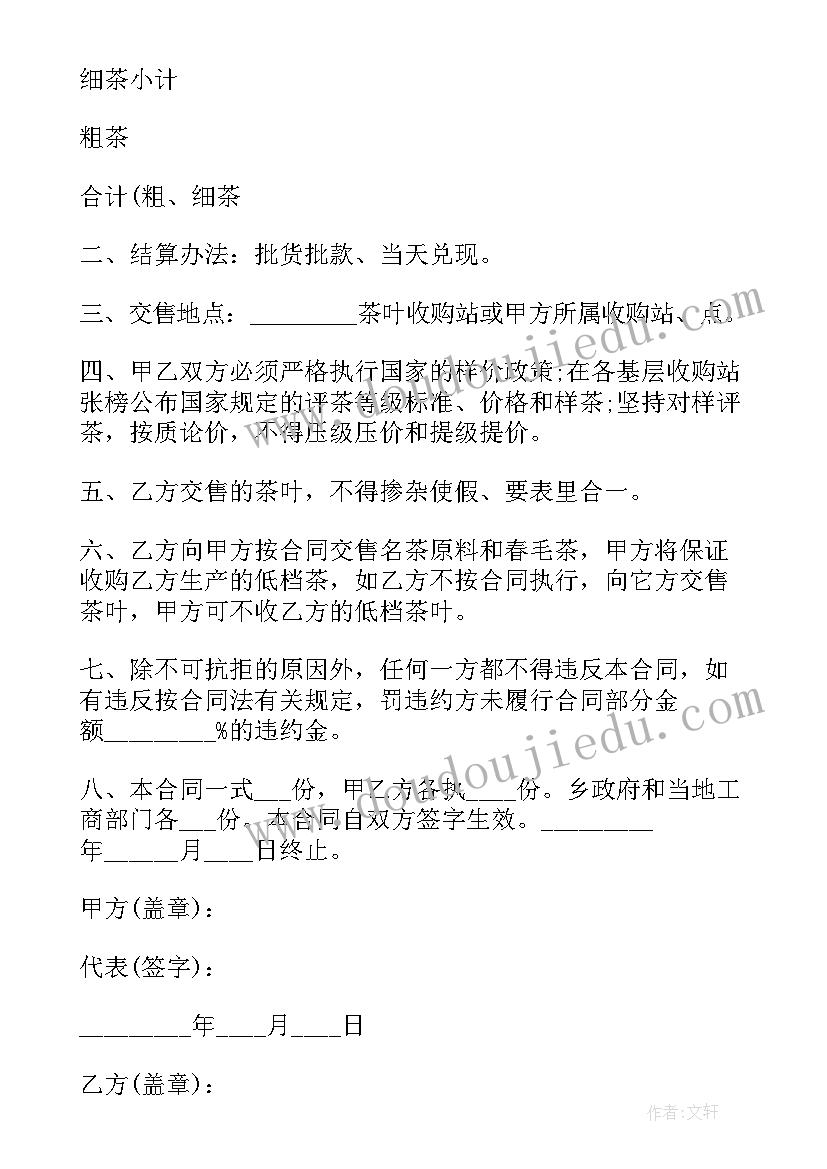 2023年茶叶供应链平台营销模式 茶叶采购合同(精选5篇)